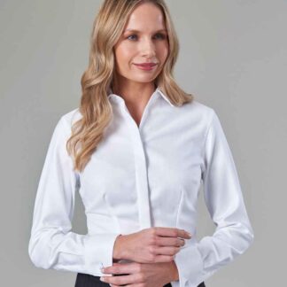 Brook Taverner Ladies Villeta Long Sleeve Herringbone Shirt