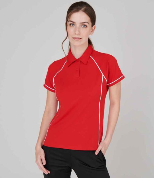 Finden and Hales Ladies Performance Piped Polo Shirt