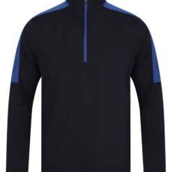 Finden + Hales Contrast Zip Neck Midlayer Top - Navy/Royal Blue, XXL