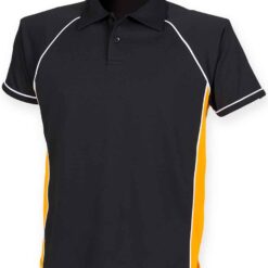 Finden + Hales Kids Performance Piped Polo Shirt - Black/Amber/White, 5-6