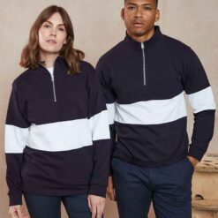 Front Row Panelled 1/4 Zip Neck Top