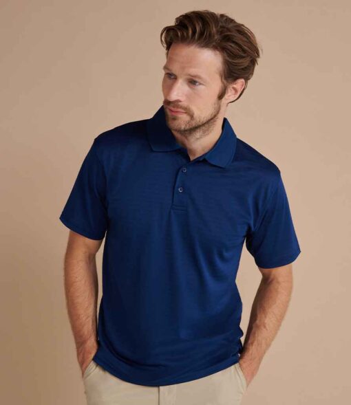 Henbury Coolplus® Textured Stripe Piqué Polo Shirt