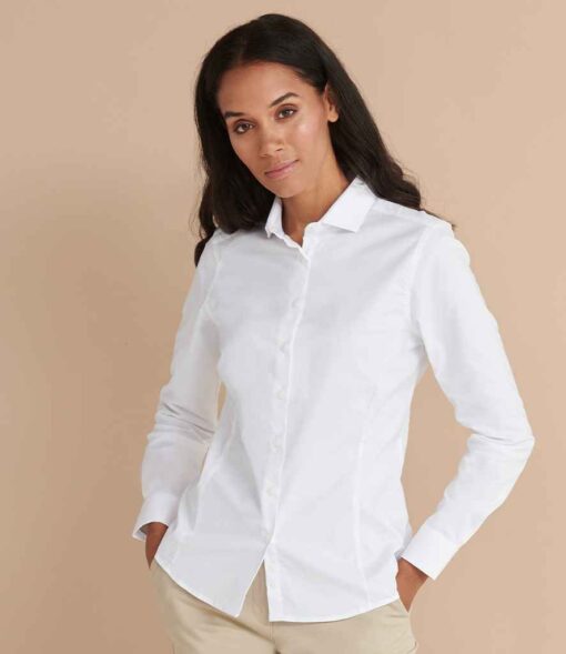 Henbury Ladies Long Sleeve Stretch Poplin Shirt