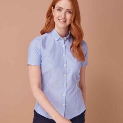 Henbury Ladies Modern Short Sleeve Regular Fit Oxford Shirt