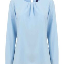 Henbury Ladies Pleat Front Long Sleeve Blouse