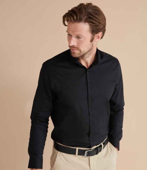 Henbury Long Sleeve Stretch Poplin Shirt