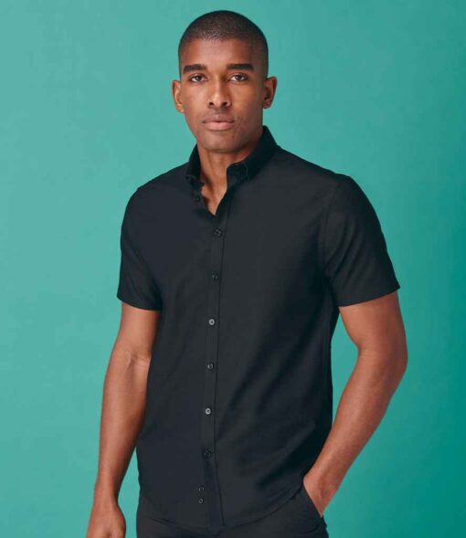 Henbury Modern Short Sleeve Slim Fit Oxford Shirt