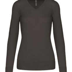 Kariban Ladies Cotton Acrylic V Neck Sweater - Dark Grey, XXL