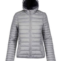 Kariban Ladies Lightweight Hooded Padded Jacket - Marl Silver, XXL