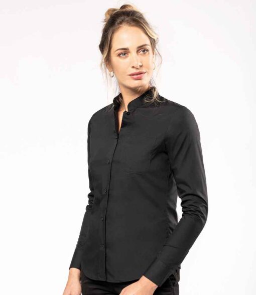 Kariban Ladies Long Sleeve Mandarin Collar Shirt