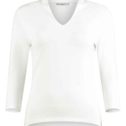 Kustom Kit Ladies 3/4 Sleeve Mandarin Collar Top - White, 20/22