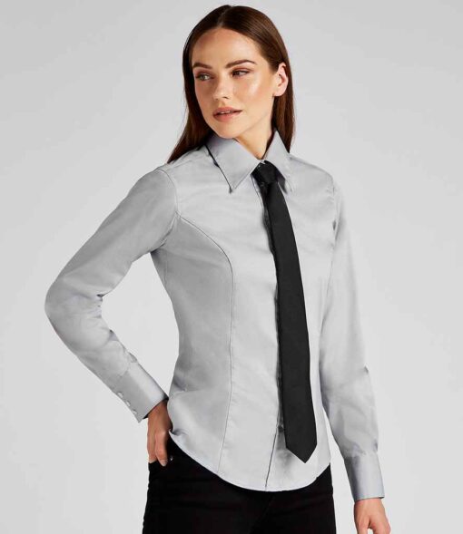 Kustom Kit Ladies Premium Long Sleeve Tailored Oxford Shirt