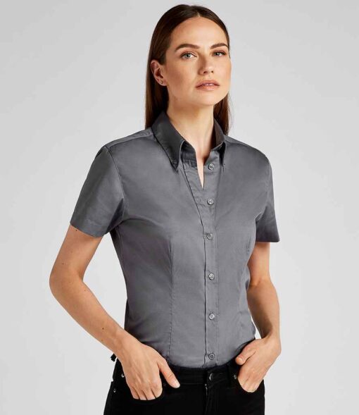 Kustom Kit Ladies Premium Short Sleeve Tailored Oxford Shirt