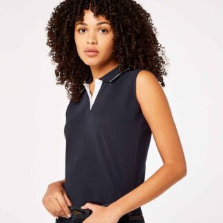 Kustom Kit Ladies Proactive Sleeveless Cotton Piqué Polo Shirt