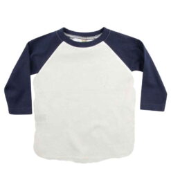 Larkwood Baby/Toddler Long Sleeve Baseball T-Shirt - White/Navy, 3-4