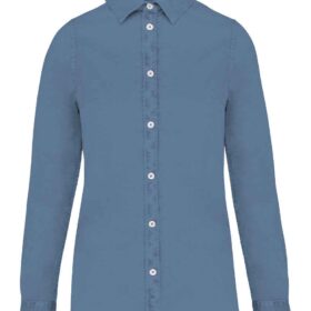 Native Spirit Ladies Washed Long Sleeve Shirt - Washed Cool Blue, XXL
