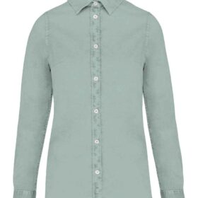 Native Spirit Ladies Washed Long Sleeve Shirt - Washed Jade Green, XXL