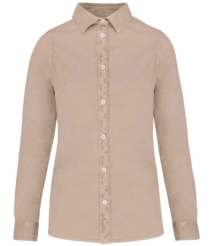 Native Spirit Ladies Washed Long Sleeve Shirt - Washed Linen, XXL