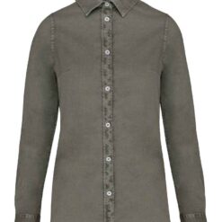 Native Spirit Ladies Washed Long Sleeve Shirt - Washed Pale Khaki, XXL