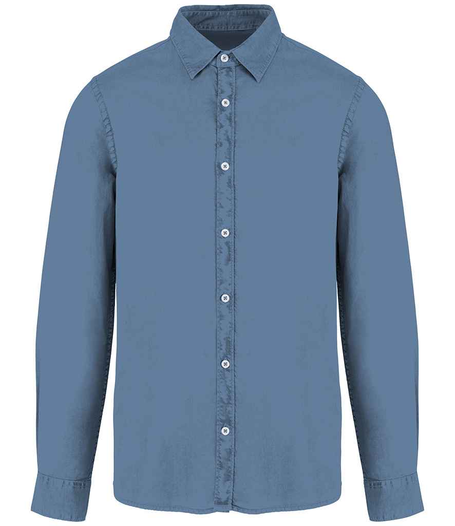 Native Spirit Washed Long Sleeve Shirt - Washed Cool Blue, 3XL