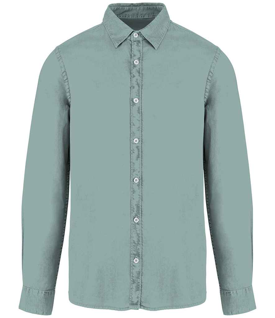 Native Spirit Washed Long Sleeve Shirt - Washed Jade Green, 3XL