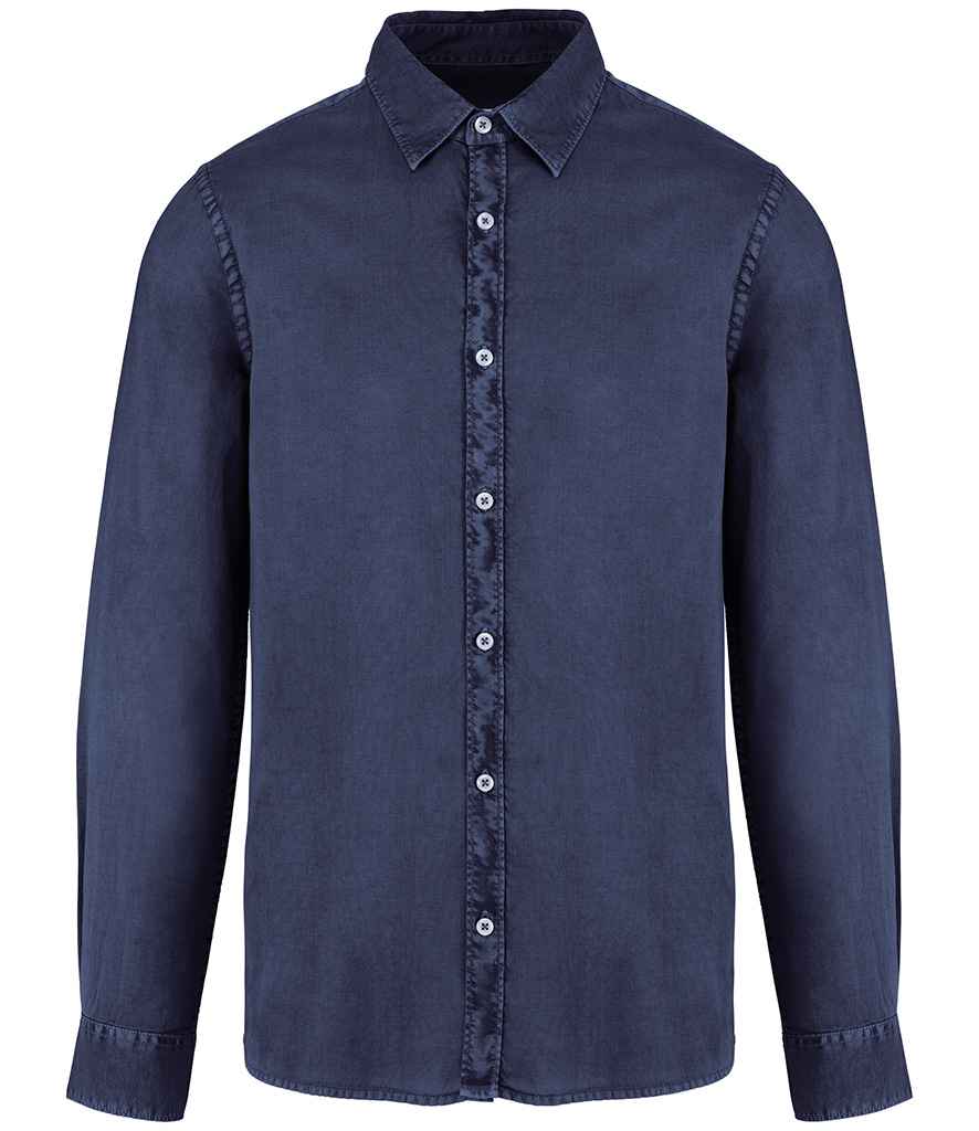 Native Spirit Washed Long Sleeve Shirt - Washed Navy, 3XL