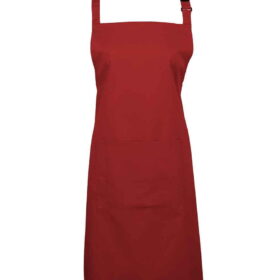 Premier 'Colours' Bib Apron with Pocket - Red