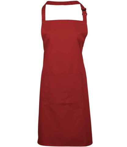 Premier 'Colours' Bib Apron with Pocket - Red