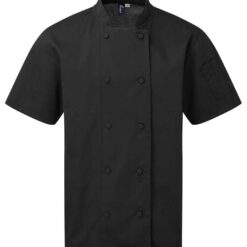 Premier Coolchecker® Short Sleeve Chef's Jacket - Black, 4XL