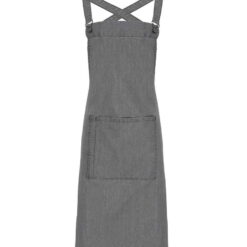 Premier Cross Back Barista Bib Apron - Grey Denim