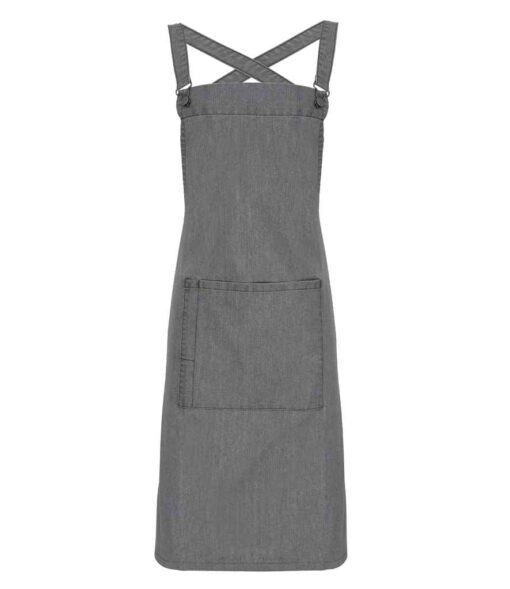 Premier Cross Back Barista Bib Apron - Grey Denim