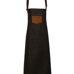 Premier Division Bib Apron - Black/Tan Denim
