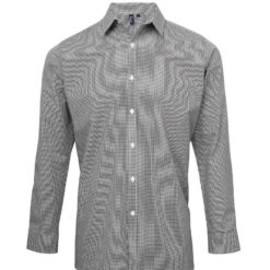 Premier Gingham Long Sleeve Shirt - Black/White, 3XL