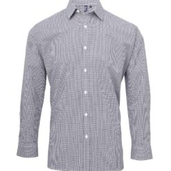 Premier Gingham Long Sleeve Shirt - Navy/White, 3XL