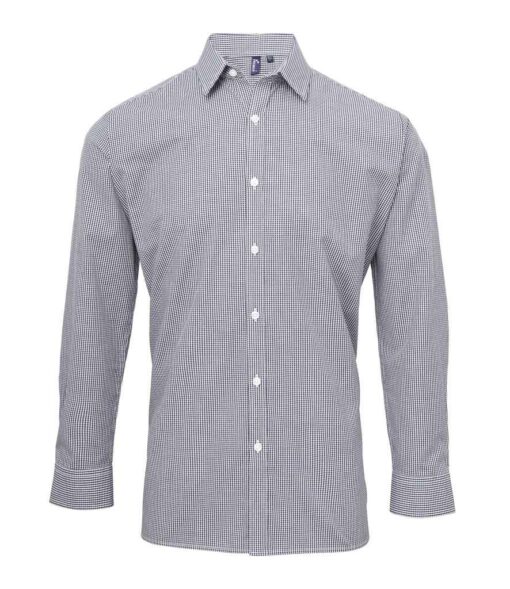 Premier Gingham Long Sleeve Shirt - Navy/White, 3XL