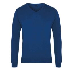 Premier Knitted Cotton Acrylic V Neck Sweater - Royal Blue, 4XL