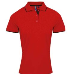 Premier Ladies Contrast Coolchecker® Piqué Polo Shirt - Red/Black, XXL
