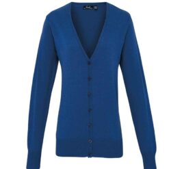 Premier Ladies Cotton Acrylic V Neck Cardigan - Royal Blue, 24