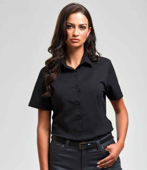 Premier Ladies Short Sleeve Stretch Fit Poplin Shirt