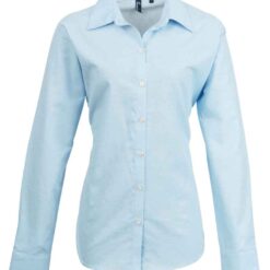 Premier Ladies Signature Long Sleeve Oxford Shirt - Light Blue, 24