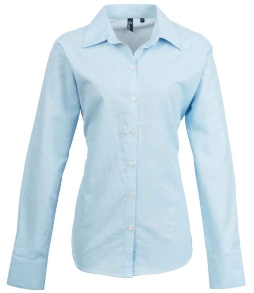 Premier Ladies Signature Long Sleeve Oxford Shirt - Light Blue, 24