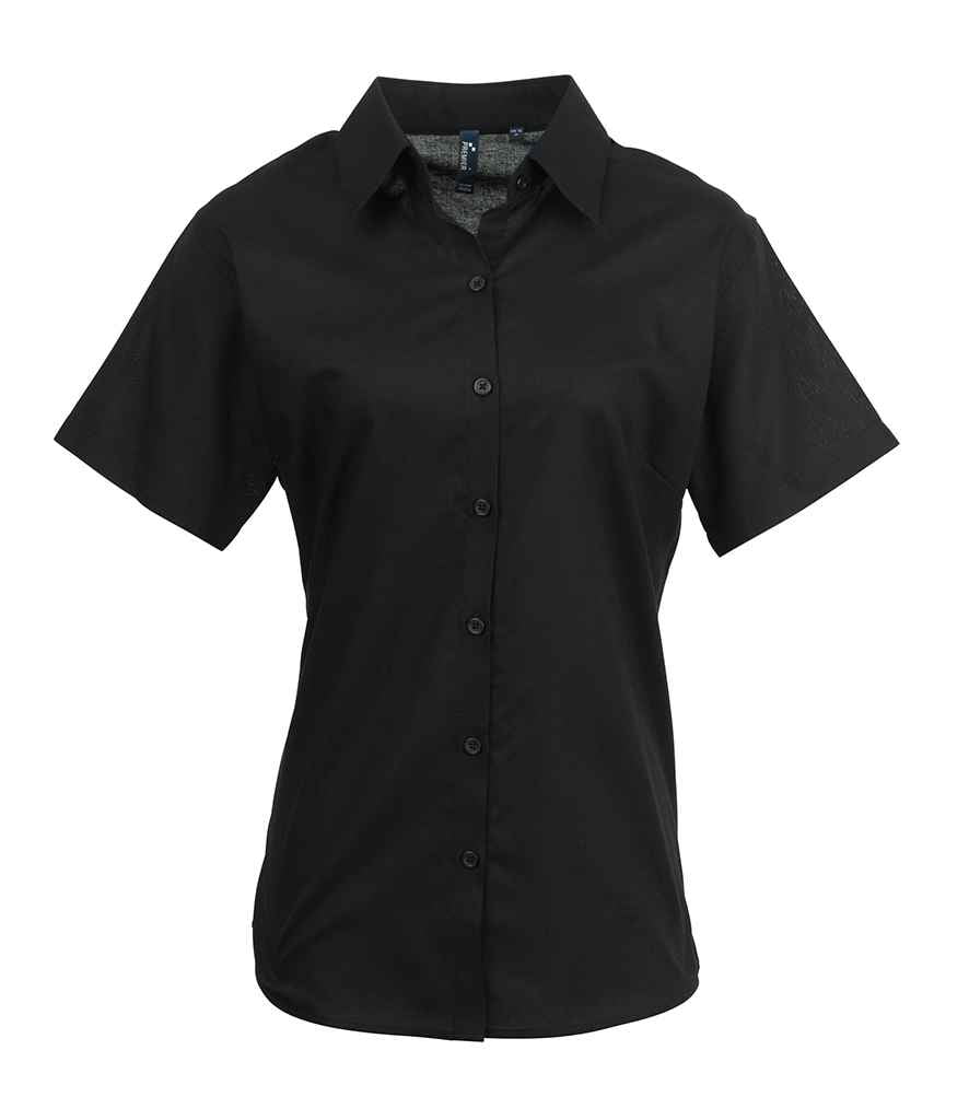 Premier Ladies Signature Short Sleeve Oxford Shirt - Black, 24