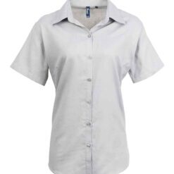 Premier Ladies Signature Short Sleeve Oxford Shirt - Silver, 24