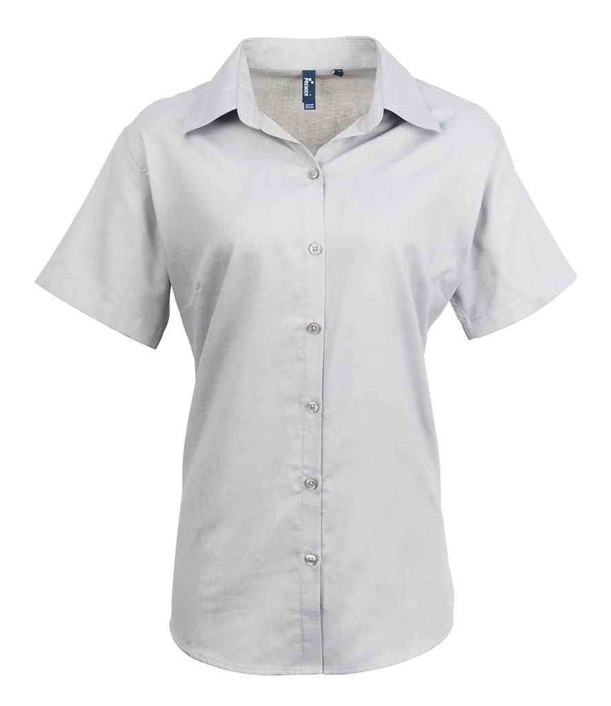Premier Ladies Signature Short Sleeve Oxford Shirt - Silver, 24