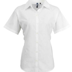 Premier Ladies Signature Short Sleeve Oxford Shirt - White, 24
