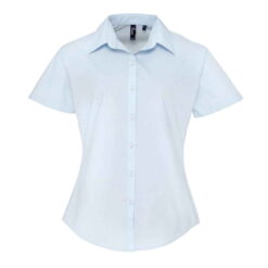 Premier Ladies Supreme Short Sleeve Poplin Shirt - Light Blue, 26