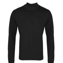 Premier Long Sleeve Coolchecker® Piqué Polo Shirt - Black, 4XL