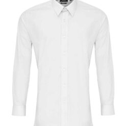 Premier Long Sleeve Fitted Poplin Shirt - White, 17.5