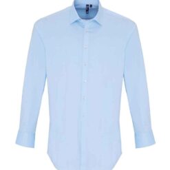 Premier Long Sleeve Stretch Fit Poplin Shirt - Pale Blue, 4XL