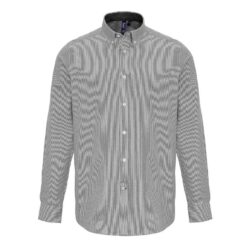 Premier Long Sleeve Striped Oxford Shirt - White/Grey, 3XL